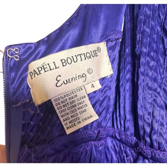 Vtg Y2K Papell Boutique Evening Purple Sequin Column Babydoll Waist Gown Sz 4 - Picture 2 of 16